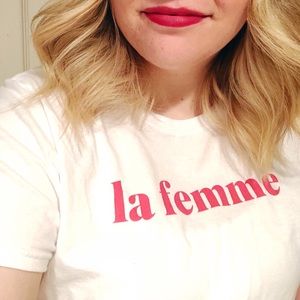 womens white “la femme” t-shirt